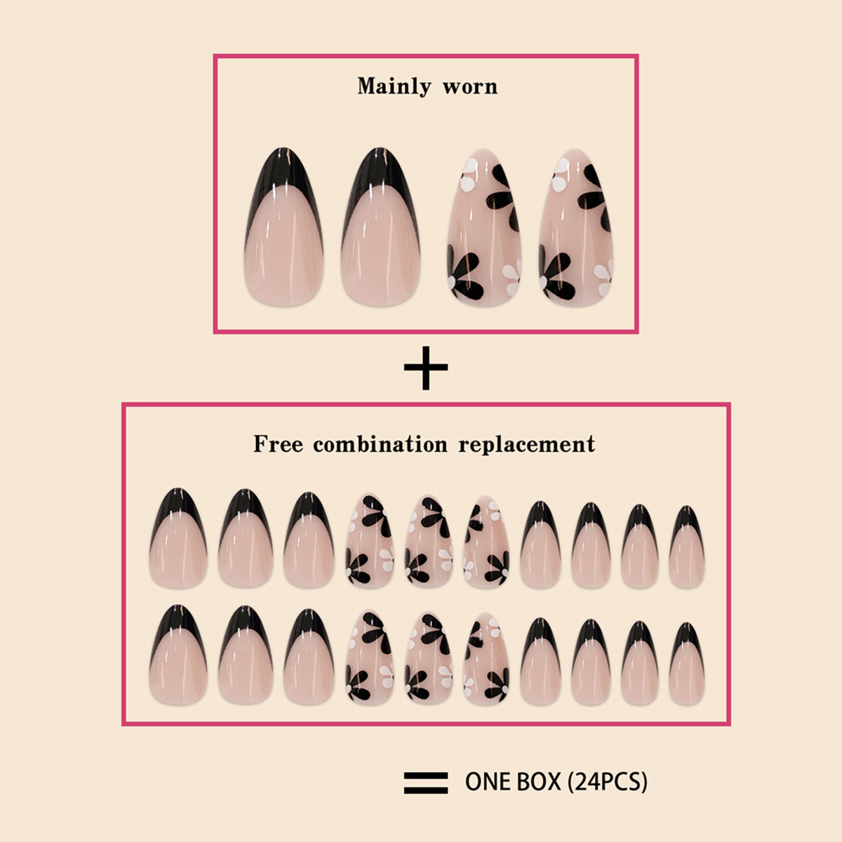 Ebony Flora Black Nails